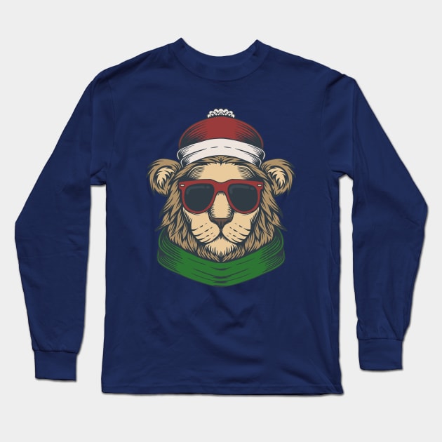 Lion Head Christmas Long Sleeve T-Shirt by be yourself. design